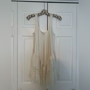 Free People Ivory Mini Slip With Lace Trim